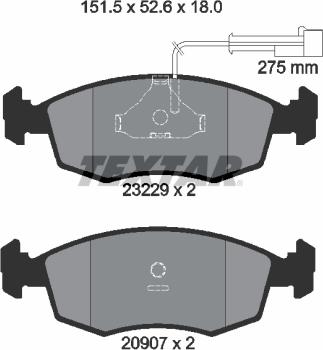 Textar 2322901 - Тормозные колодки, дисковые, комплект autospares.lv