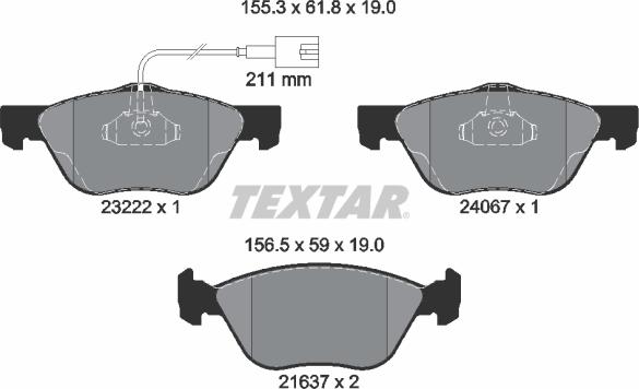 Textar 2322201 - Тормозные колодки, дисковые, комплект autospares.lv