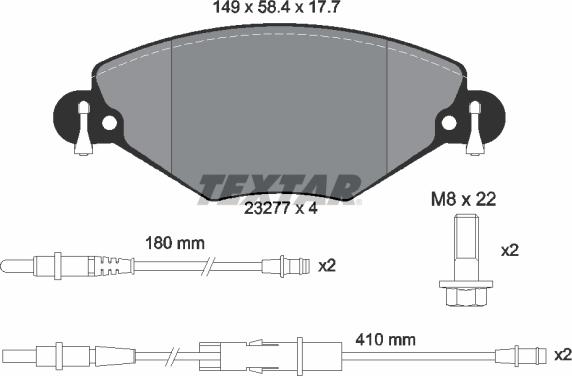 Textar 2327701 - Тормозные колодки, дисковые, комплект autospares.lv