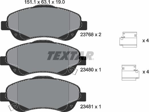 Textar 2376802 - Тормозные колодки, дисковые, комплект autospares.lv