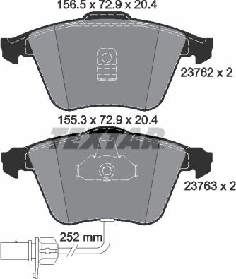 Textar 2376201 - Тормозные колодки, дисковые, комплект autospares.lv