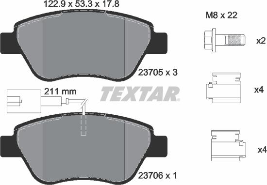 Textar 2370502 - Тормозные колодки, дисковые, комплект autospares.lv