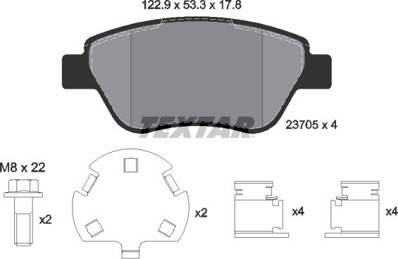 Textar 2370507 - Тормозные колодки, дисковые, комплект autospares.lv