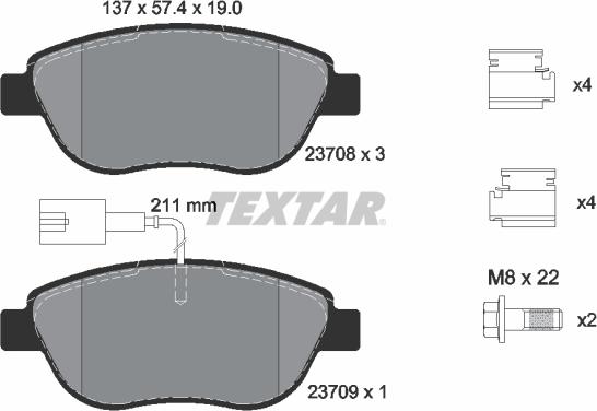 Textar 2370804 - Тормозные колодки, дисковые, комплект autospares.lv