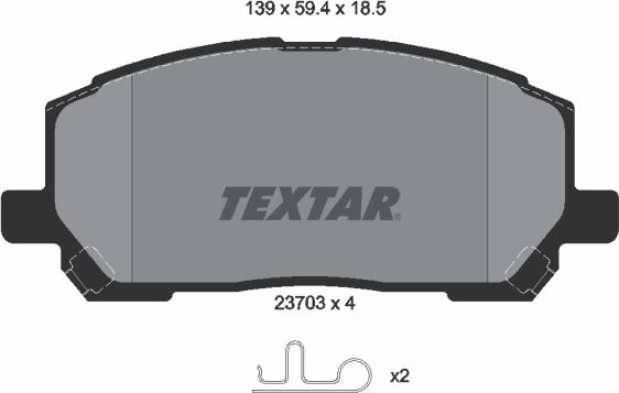 Textar 2370301 - Тормозные колодки, дисковые, комплект autospares.lv