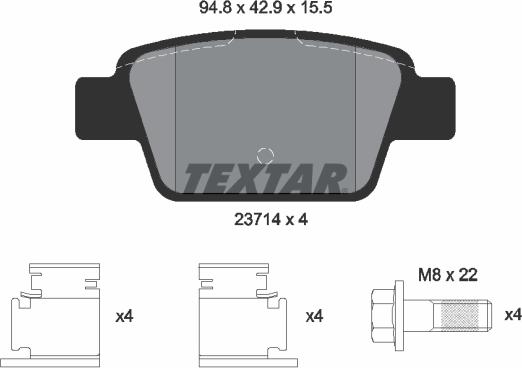 Textar 2371481 - Тормозные колодки, дисковые, комплект autospares.lv