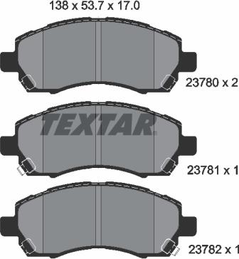 Textar 2378001 - Тормозные колодки, дисковые, комплект autospares.lv