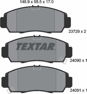 Textar 2372901 - Тормозные колодки, дисковые, комплект autospares.lv