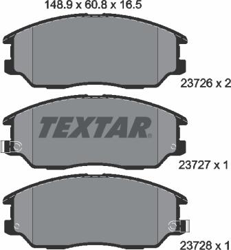 Textar 2372601 - Тормозные колодки, дисковые, комплект autospares.lv