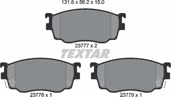 Textar 2377701 - Тормозные колодки, дисковые, комплект autospares.lv