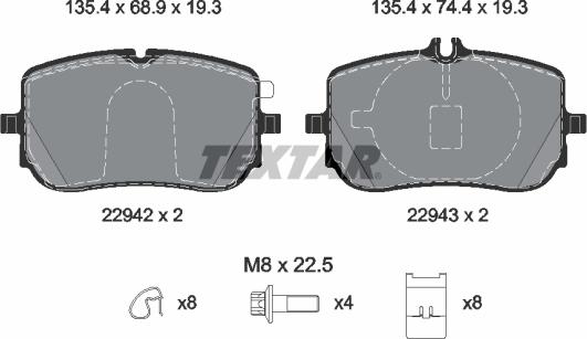 Textar 2294201 - Тормозные колодки, дисковые, комплект autospares.lv