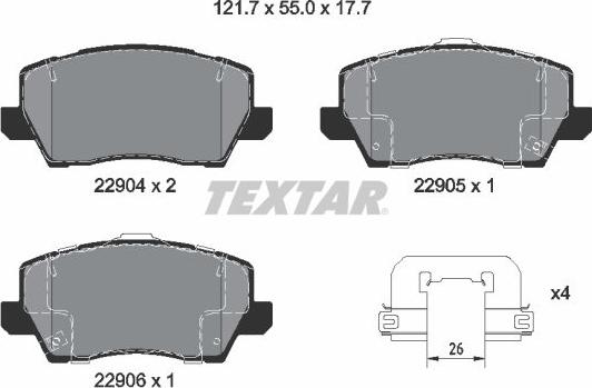 Textar 2290401 - Тормозные колодки, дисковые, комплект autospares.lv