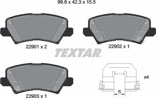 Textar 2290101 - Тормозные колодки, дисковые, комплект autospares.lv