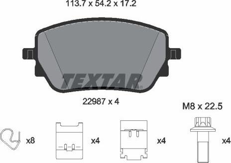 Textar 2298701 - Тормозные колодки, дисковые, комплект autospares.lv