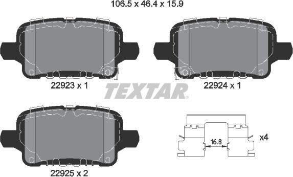 Textar 2292301 - Тормозные колодки, дисковые, комплект autospares.lv