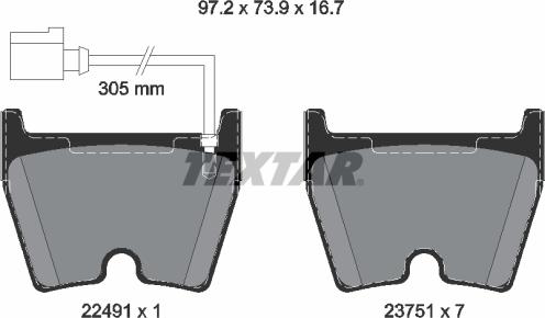 Textar 2249101 - Тормозные колодки, дисковые, комплект autospares.lv