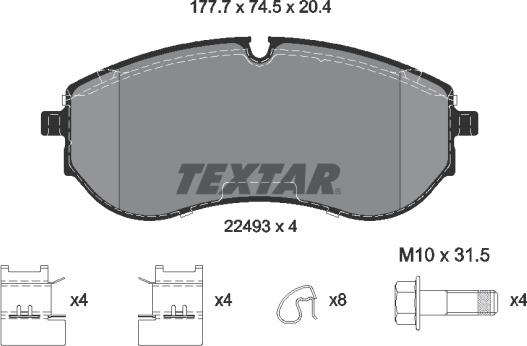 Textar 2249301 - Тормозные колодки, дисковые, комплект autospares.lv