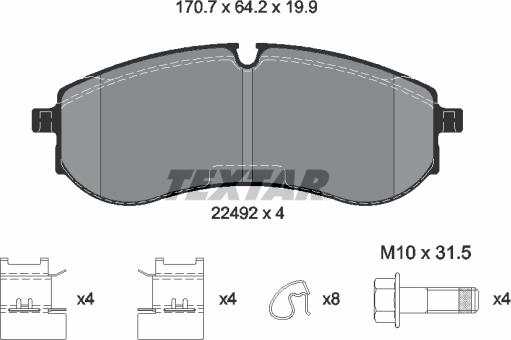 Textar 2249201 - Тормозные колодки, дисковые, комплект autospares.lv