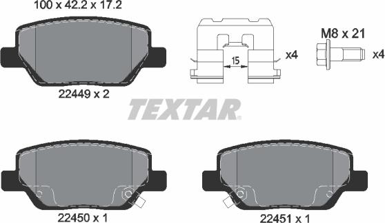 Textar 2244901 - Тормозные колодки, дисковые, комплект autospares.lv