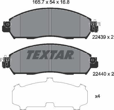 Textar 2243901 - Тормозные колодки, дисковые, комплект autospares.lv