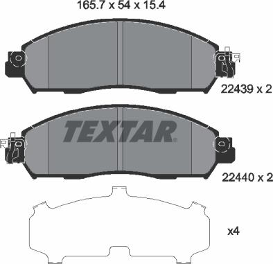 Textar 2243903 - Тормозные колодки, дисковые, комплект autospares.lv