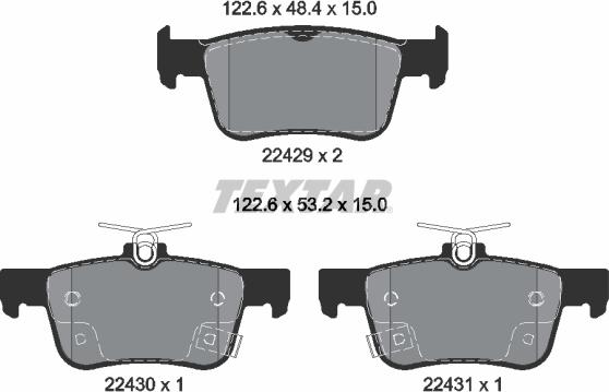 Textar 2242901 - Тормозные колодки, дисковые, комплект autospares.lv