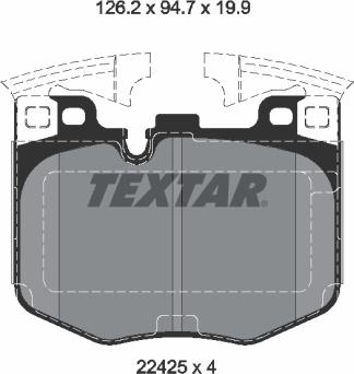 Textar 2242501 - Тормозные колодки, дисковые, комплект autospares.lv