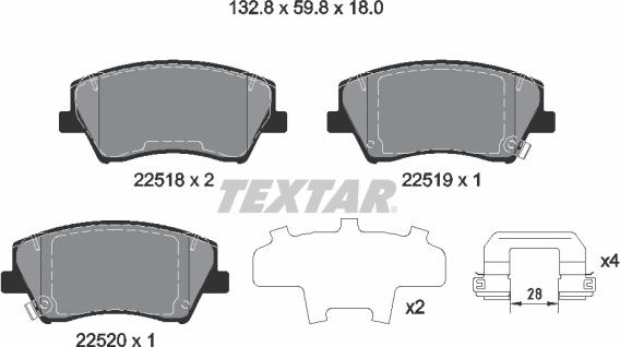 Textar 2251801 - Тормозные колодки, дисковые, комплект autospares.lv