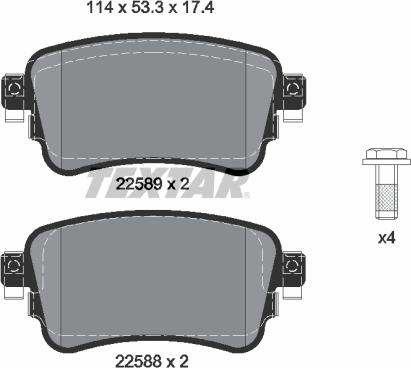 Textar 2258801 - Тормозные колодки, дисковые, комплект autospares.lv