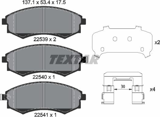 Textar 2253901 - Тормозные колодки, дисковые, комплект autospares.lv