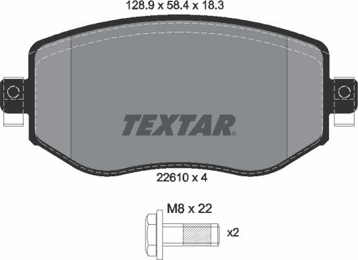 Textar 2261001 - Тормозные колодки, дисковые, комплект autospares.lv