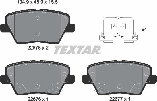 Textar 2267501 - Тормозные колодки, дисковые, комплект autospares.lv