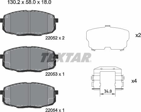 Textar 2205203 - Тормозные колодки, дисковые, комплект autospares.lv