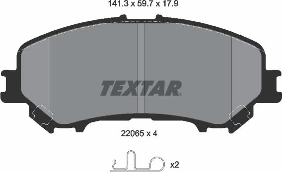 Textar 2206501 - Тормозные колодки, дисковые, комплект autospares.lv