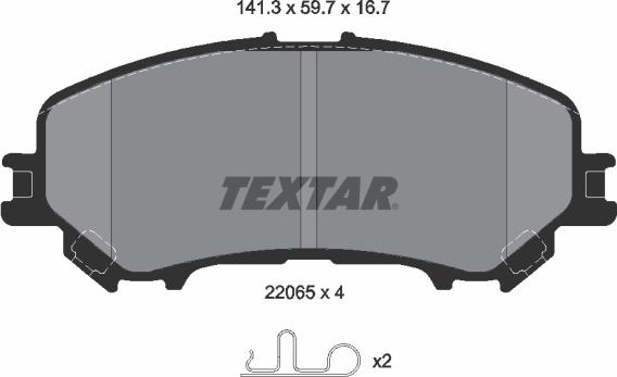 Textar 2206503 - Тормозные колодки, дисковые, комплект autospares.lv