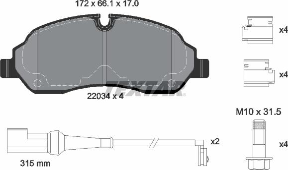 Textar 2203401 - Тормозные колодки, дисковые, комплект autospares.lv