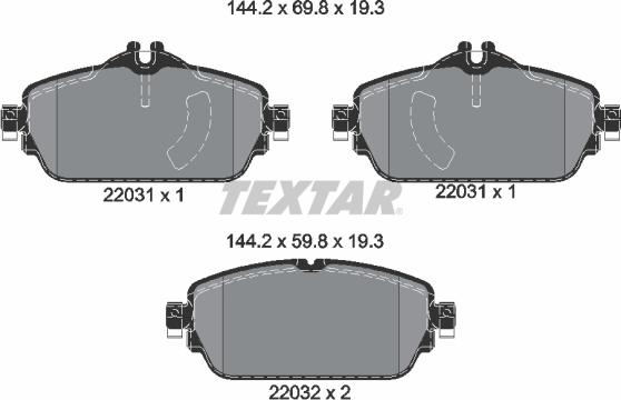 Textar 2203101 - Тормозные колодки, дисковые, комплект autospares.lv