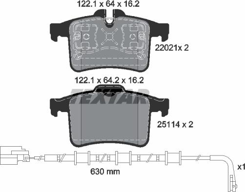 Textar 2202101 - Тормозные колодки, дисковые, комплект autospares.lv