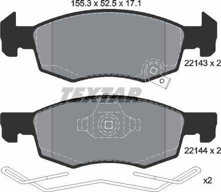 Textar 2214301 - Тормозные колодки, дисковые, комплект autospares.lv