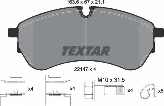 Textar 2214701 - Тормозные колодки, дисковые, комплект autospares.lv