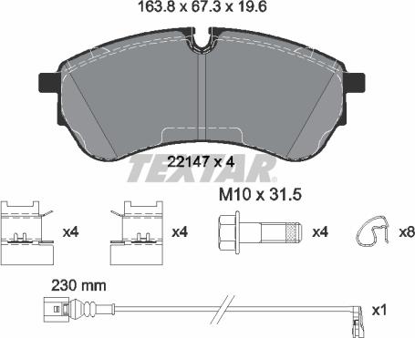 Textar 2214703 - Тормозные колодки, дисковые, комплект autospares.lv