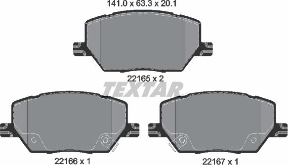 Textar 2216501 - Тормозные колодки, дисковые, комплект autospares.lv