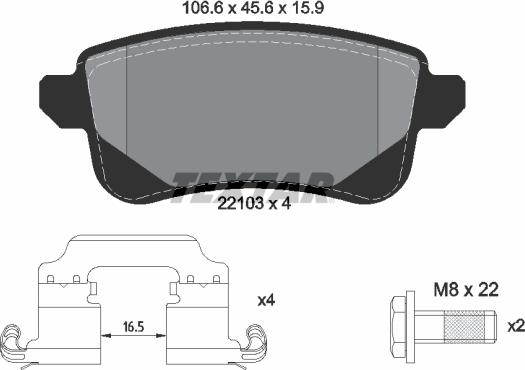 Textar 2210301 - Тормозные колодки, дисковые, комплект autospares.lv