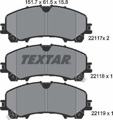 Textar 2211701 - Тормозные колодки, дисковые, комплект autospares.lv