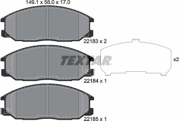 Textar 2218301 - Тормозные колодки, дисковые, комплект autospares.lv