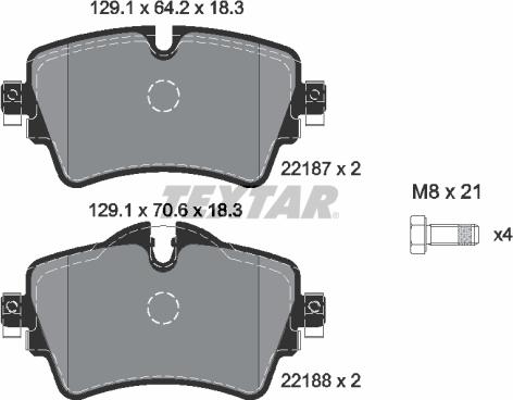 Textar 2218701 - Тормозные колодки, дисковые, комплект autospares.lv