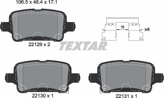 Textar 2212901 - Тормозные колодки, дисковые, комплект autospares.lv