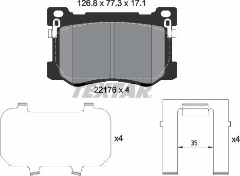 Textar 2217601 - Тормозные колодки, дисковые, комплект autospares.lv