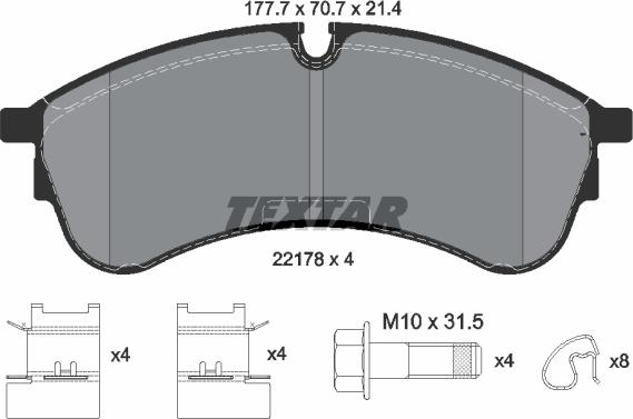 Textar 2217801 - Тормозные колодки, дисковые, комплект autospares.lv