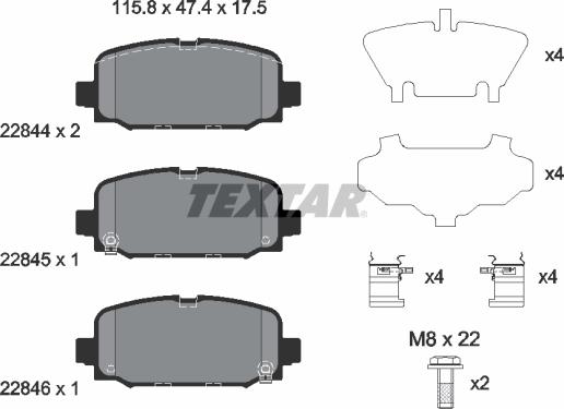 Textar 2284401 - Тормозные колодки, дисковые, комплект autospares.lv